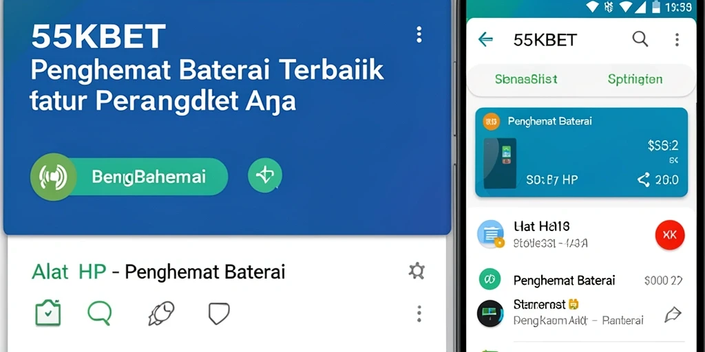 Tampilan antarmuka 55KBET yang user-friendly dengan fitur penghemat baterai.