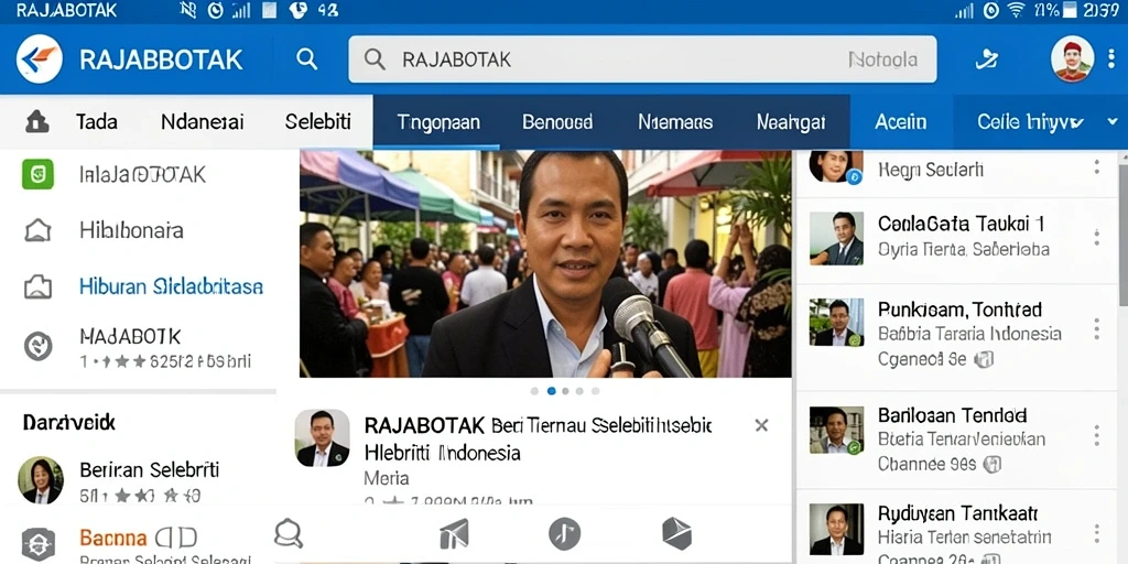Tampilan antarmuka utama aplikasi hiburan selebriti RAJABOTAK.